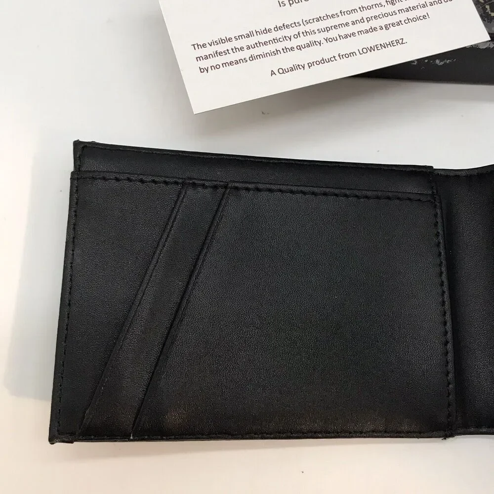 Lowenherz RFID Blocking Black Leather Bi-Fold Wallet Minamalist CC Front Pocket